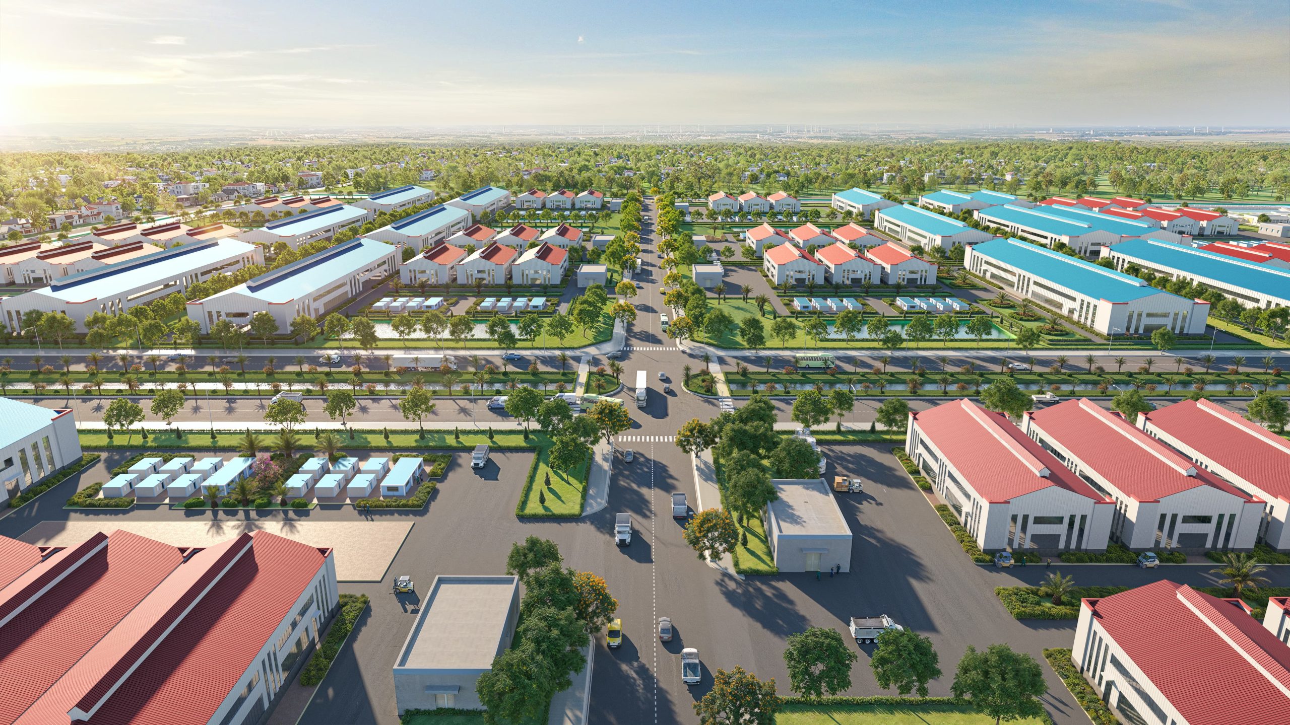 Trục đường Cụm công nghiệp Giao Yến 1 Phối cảnh trục đường giao thông nội bộ Cụm công nghiệp Giao Yến 1